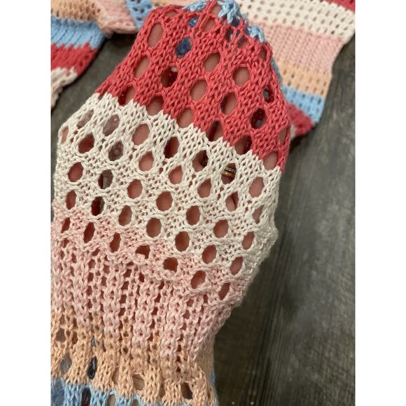 Womens Crochet Pants Sz Medium NEW Pink & Blue Knit Summer Beach Vacation Resort - Picture 11 of 11